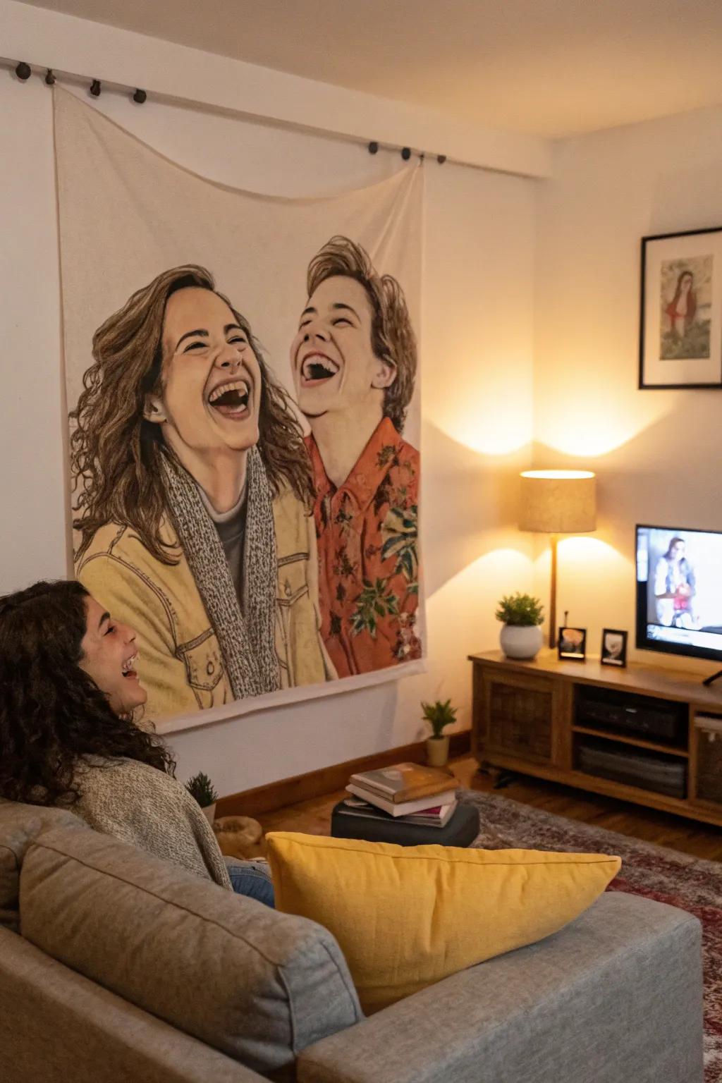 An enchanting hand-sketched illustration capturing a joyful moment between friends.