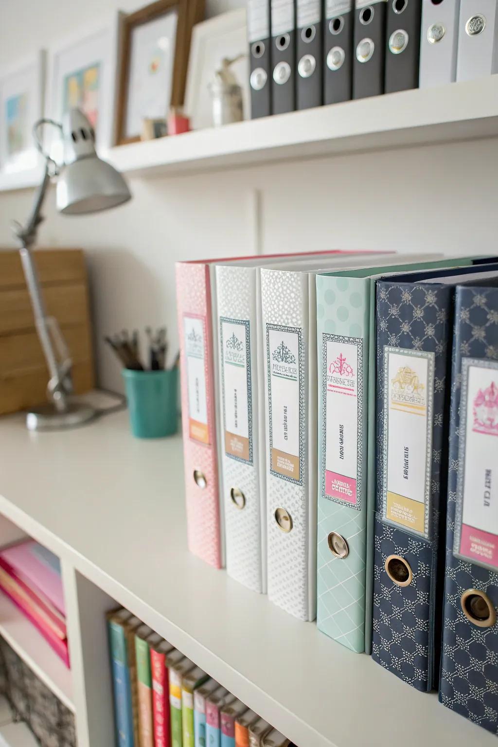 File keepers with labels for refined organization.