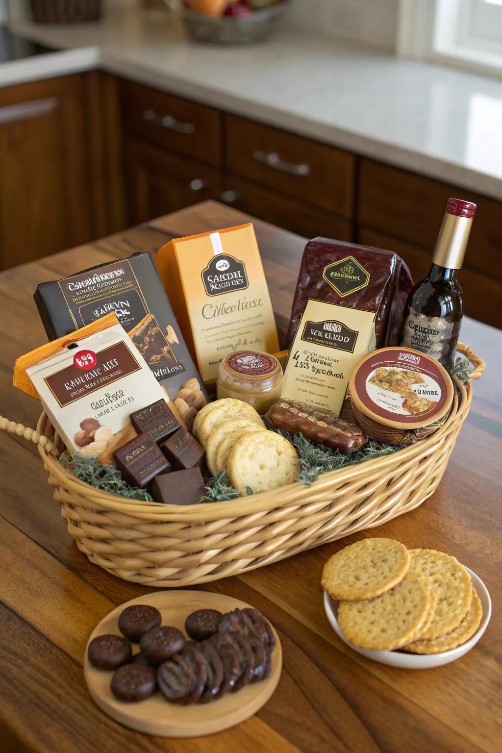 Savor a gourmet journey with this exquisite basket.