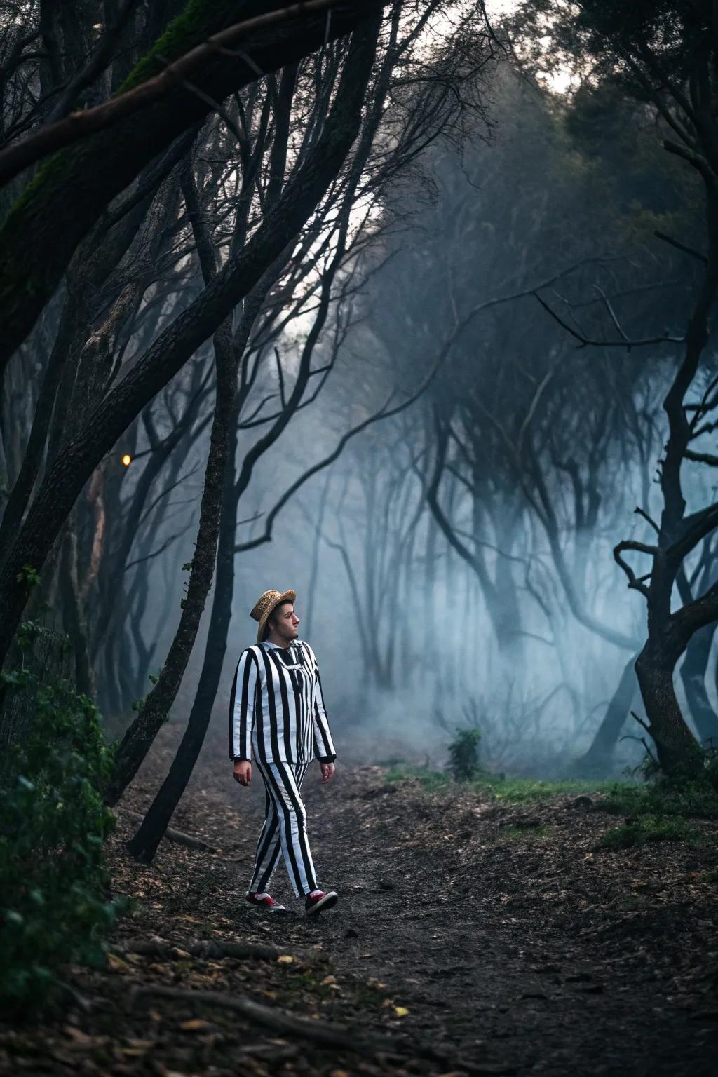 Make an impact this Halloween with striking black and white stripes inspired by 'The Afterlife'.