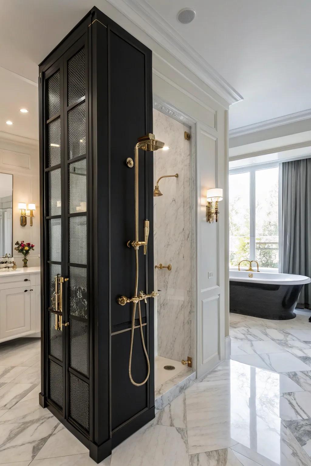 Shining decorations bring a sensation of luxury to shadowy showers.