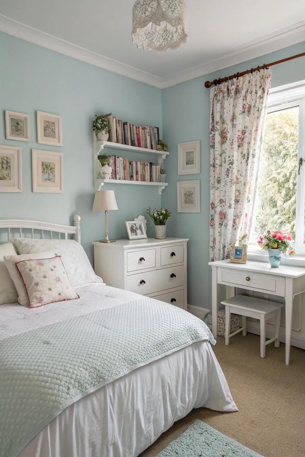 Sky tint walls provide a soothing and serene ambiance.