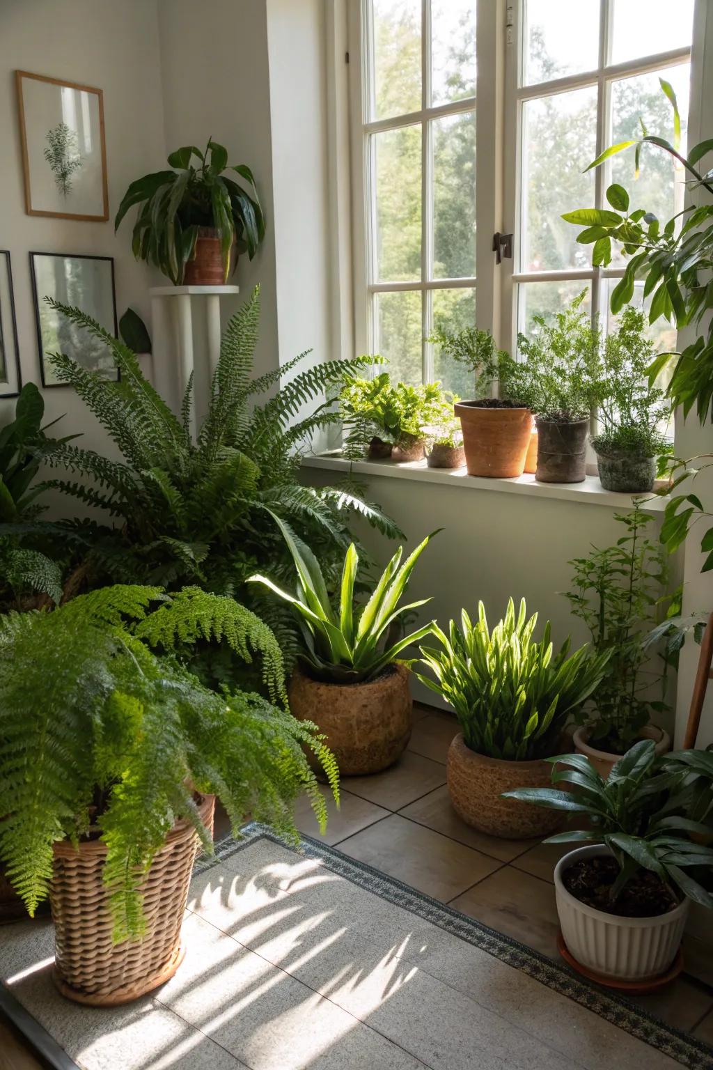 Usher the outdoors in with an exuberant assortment of indoor plants.