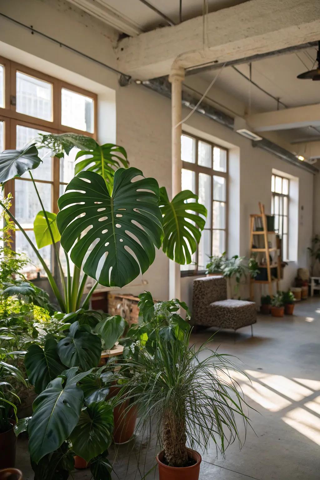 House plants bring nature's tranquility into your boho loft.