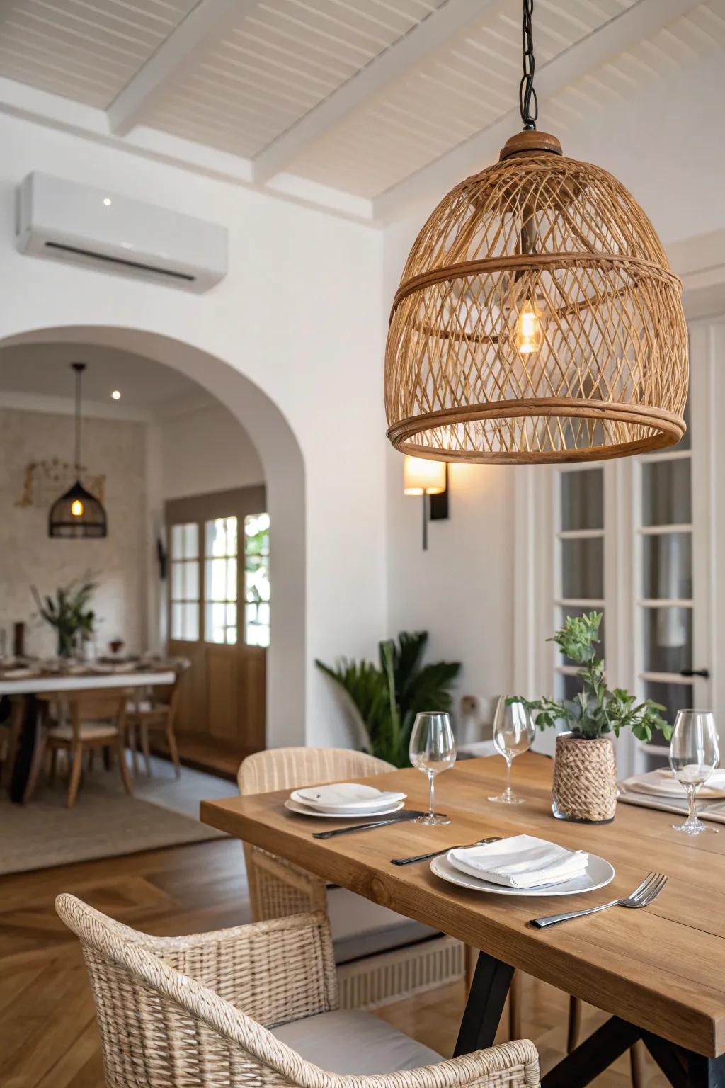 Wicker suspension lamps give your aesthetic a natural element.