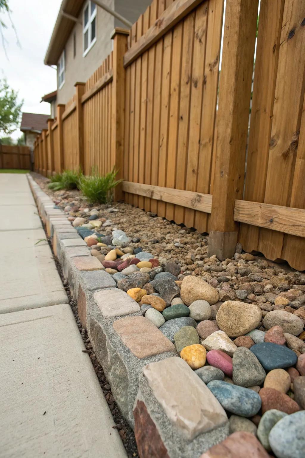 Shingles and stones enrich your fence's texture.