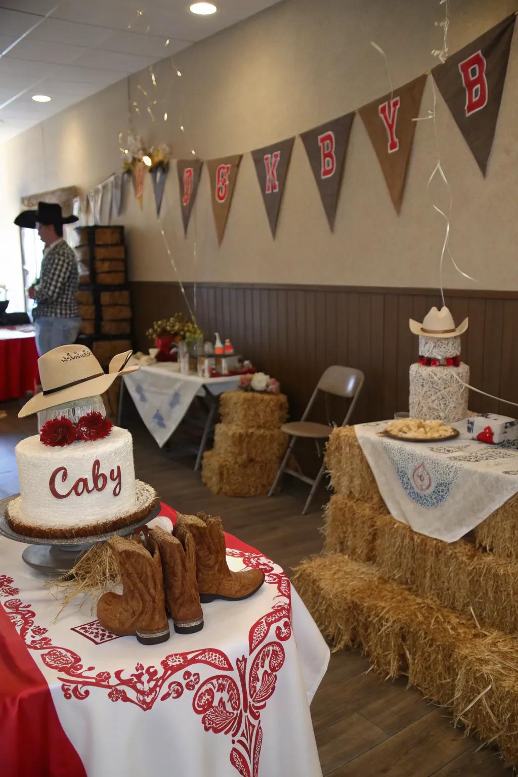A rustic cowboy baby shower capturing the essence of the wild west