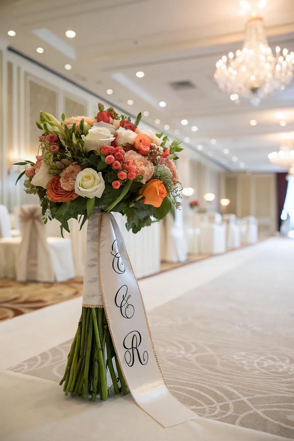 A marker strand lends a individualized aspect to any bridal bouquet.