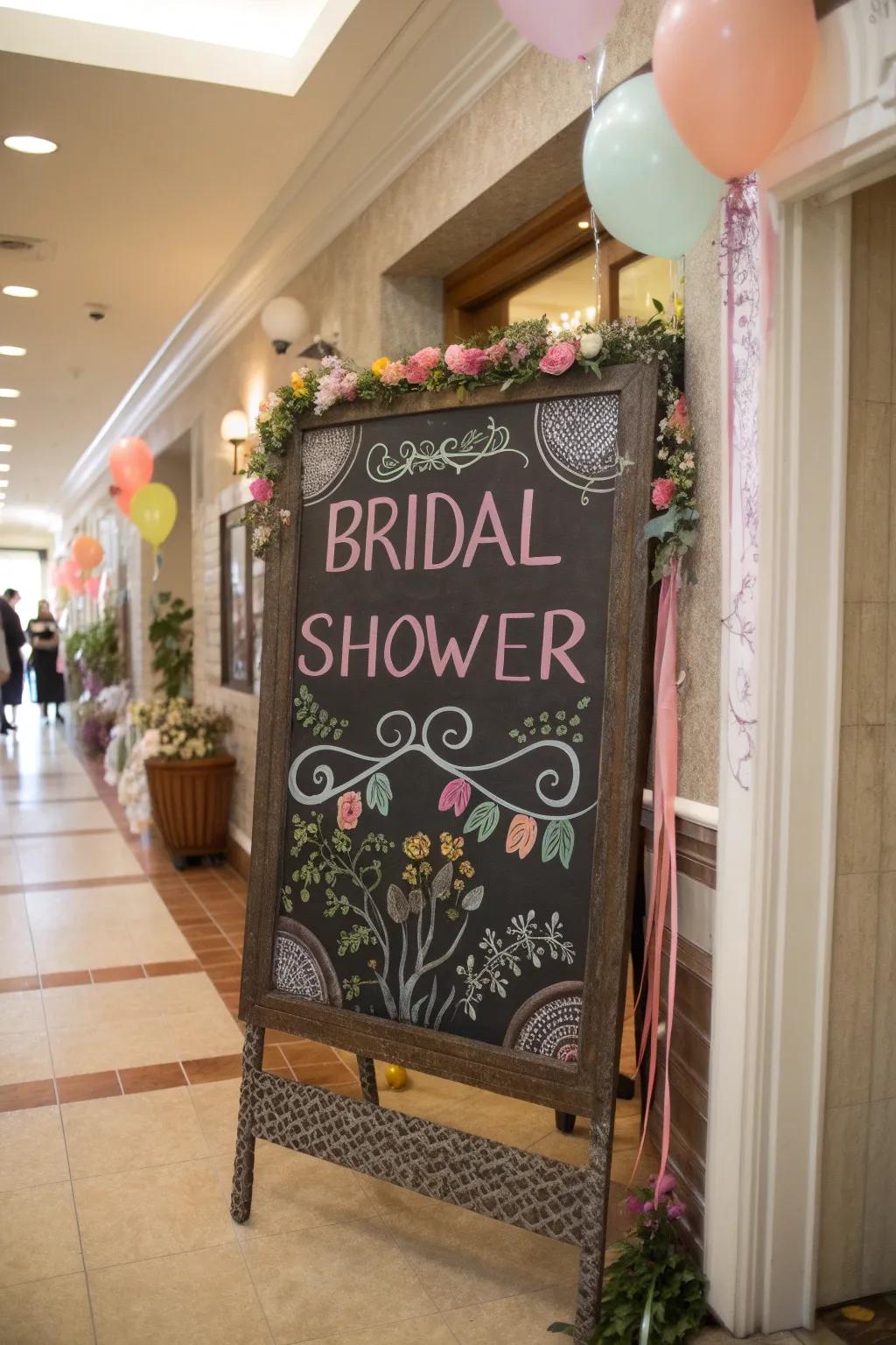 A beautifully crafted chalkboard sign warmly welcomes guests with a personalized touch.