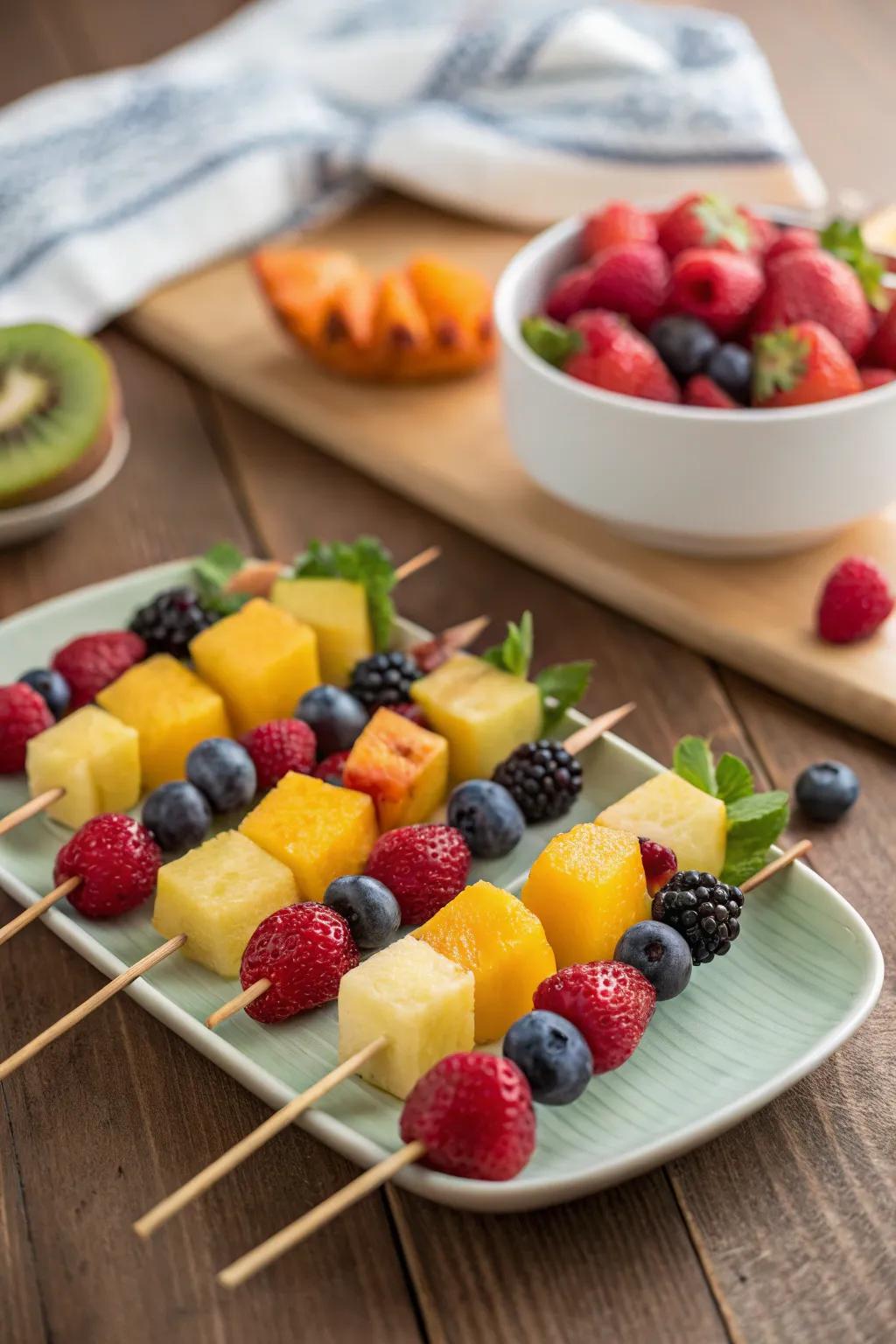 Vibrant fruit wands for a revitalizing brunch highlight.