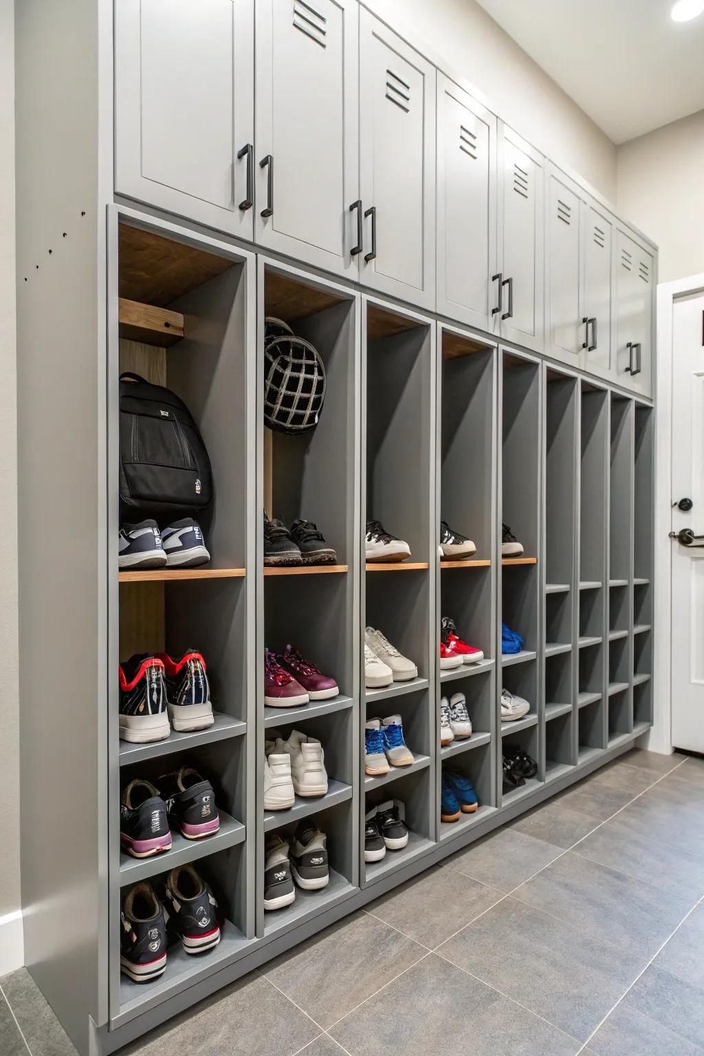Integrated shoe storage to maintain a tidy entrance.
