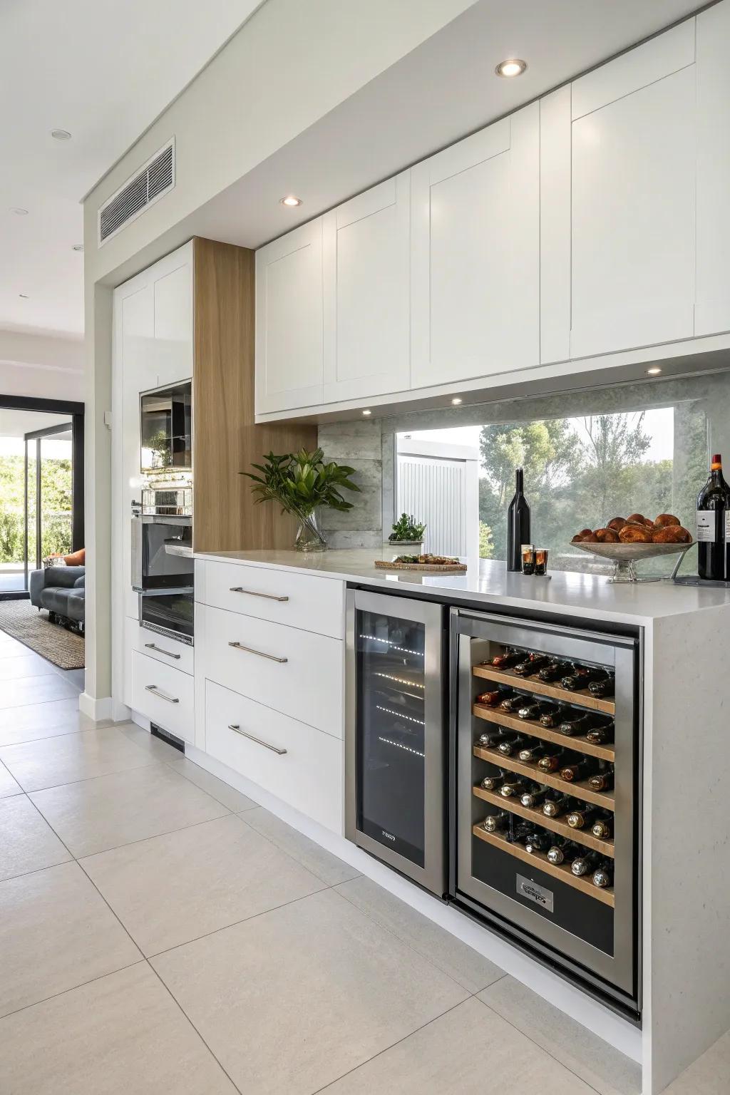 Maintain a sleek profile with an under-counter drink chiller for a modern kitchen feel.