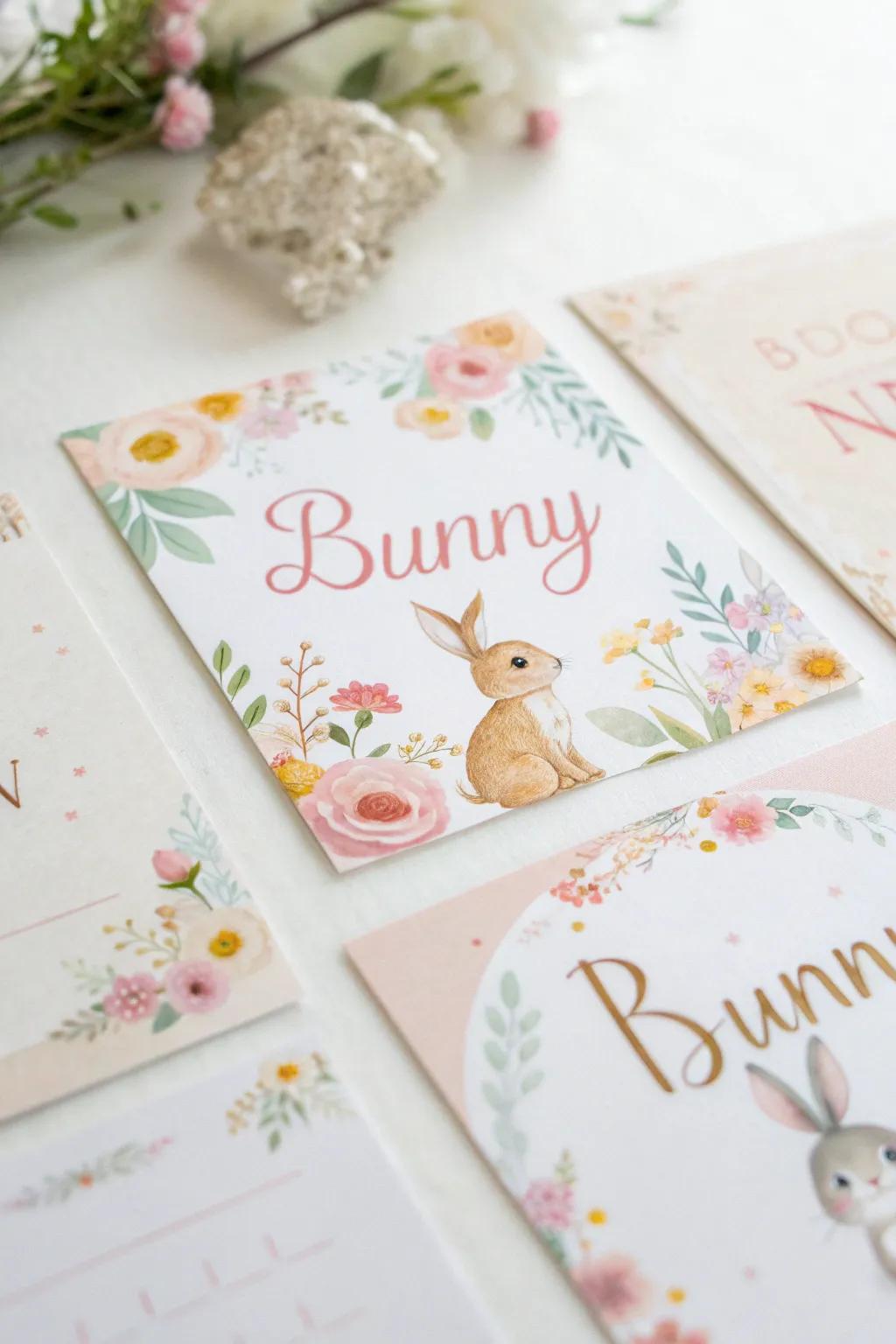 Appealing bunny-styled announcements establish the atmosphere for the shower.