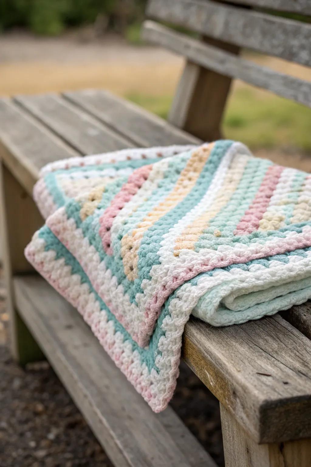 A simple single crochet border provides this blanket with a refined look.