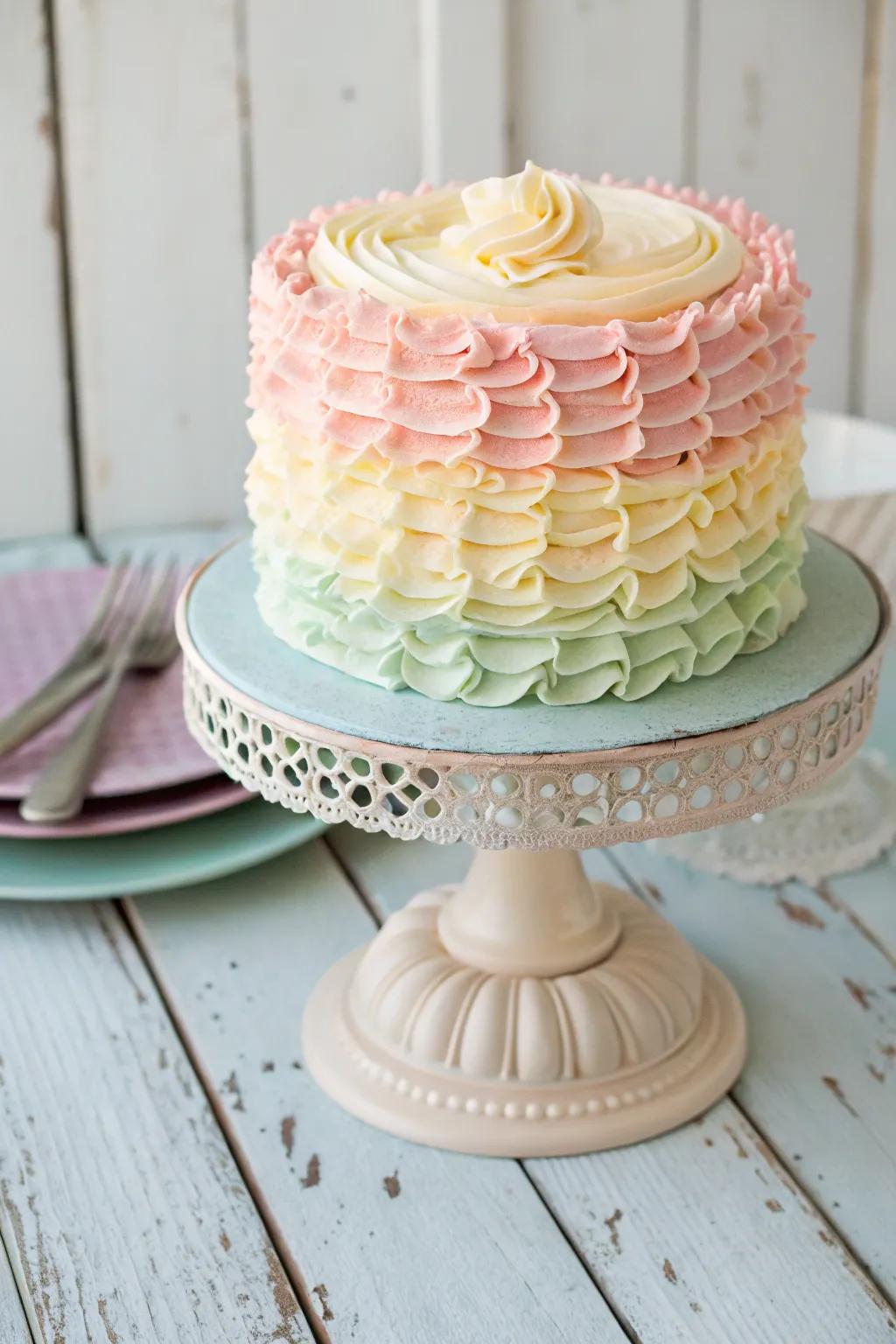 Stylish buttercream wavy layers spilling down a gorgeous dessert