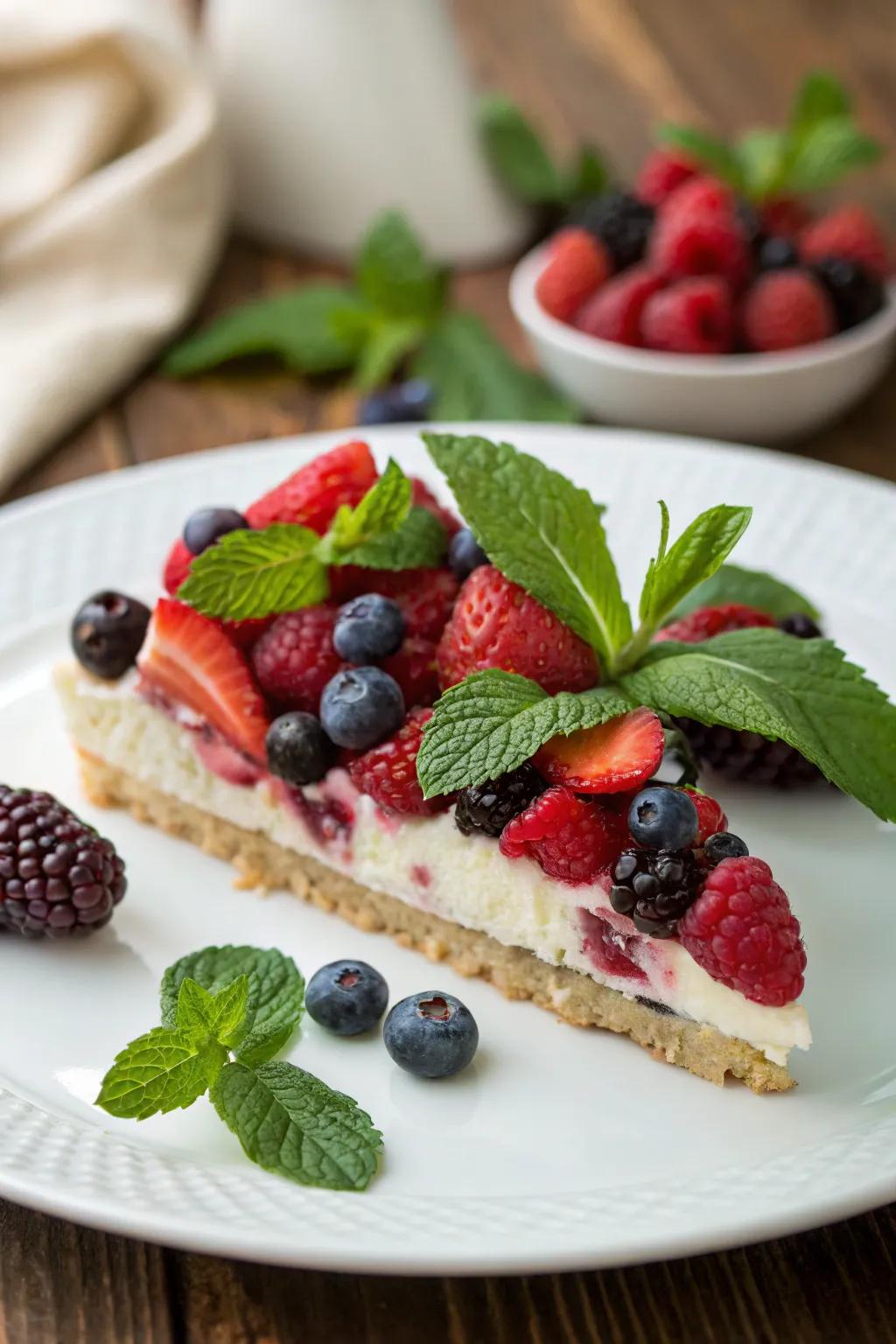 Fresh fruit trimmings infuse color and freshness into your dessert.