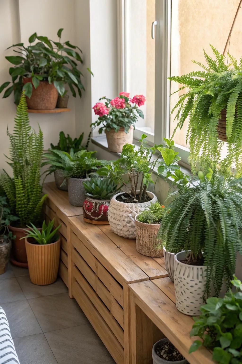 Invite nature indoors with lush plants in your calming corner.