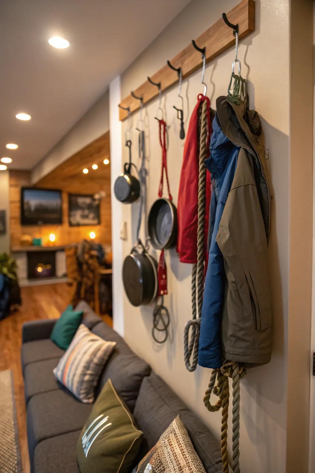 Wall fixtures offer a simple and efficient storage option for your camping equipment.