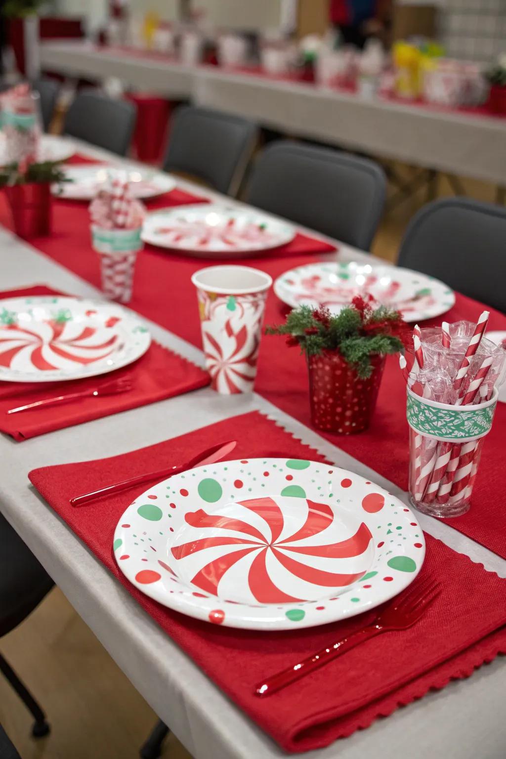 Upgrade your table with peppermint-themed arrangements.