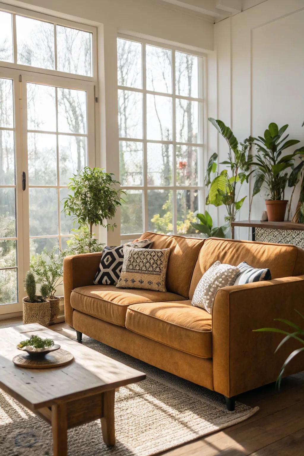 Sunlight enhances the warmth of honey shades.