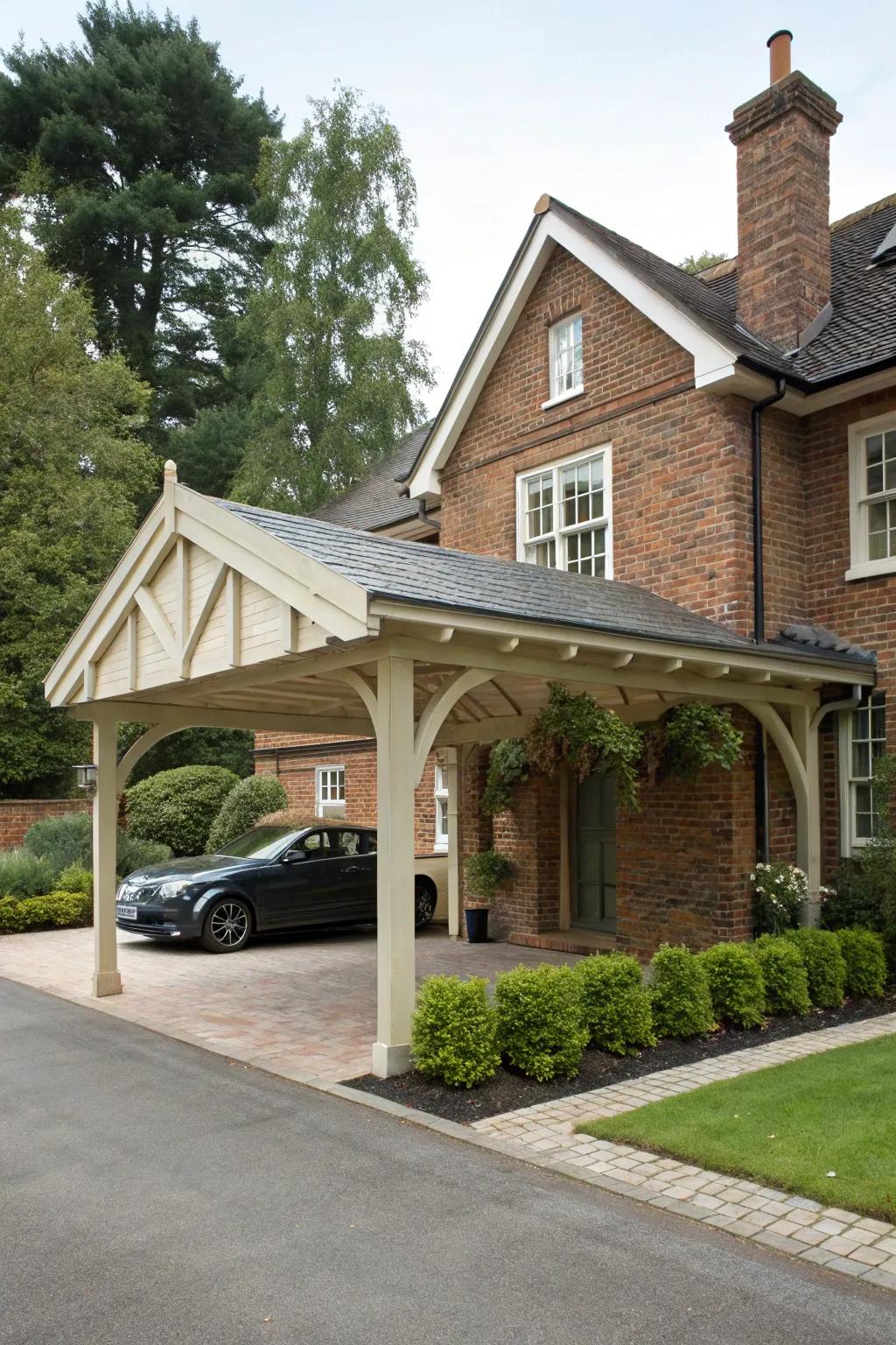 Traditional carport design radiating timeless elegance.