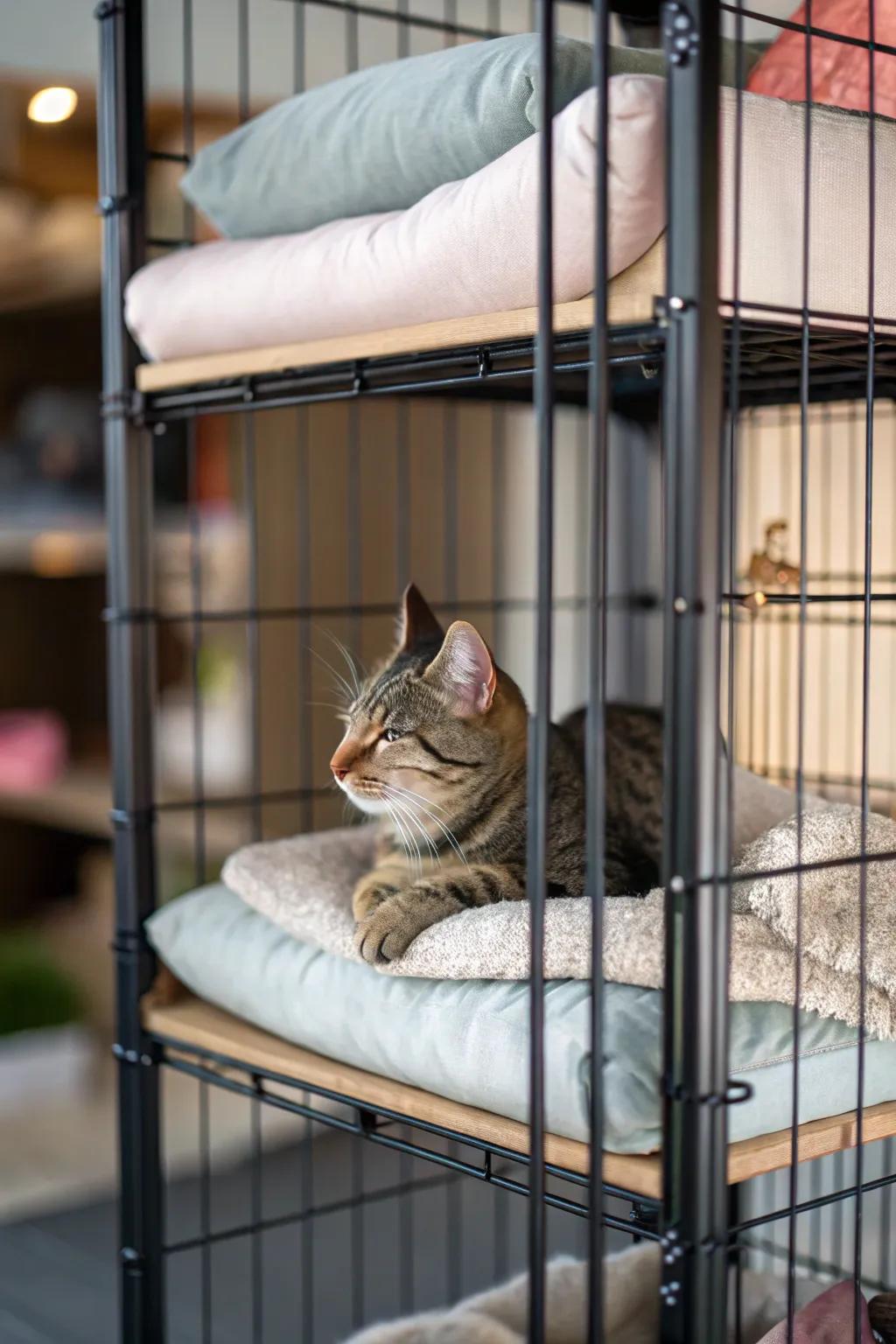 Padded perches create a luxurious resting area for your cherished feline.