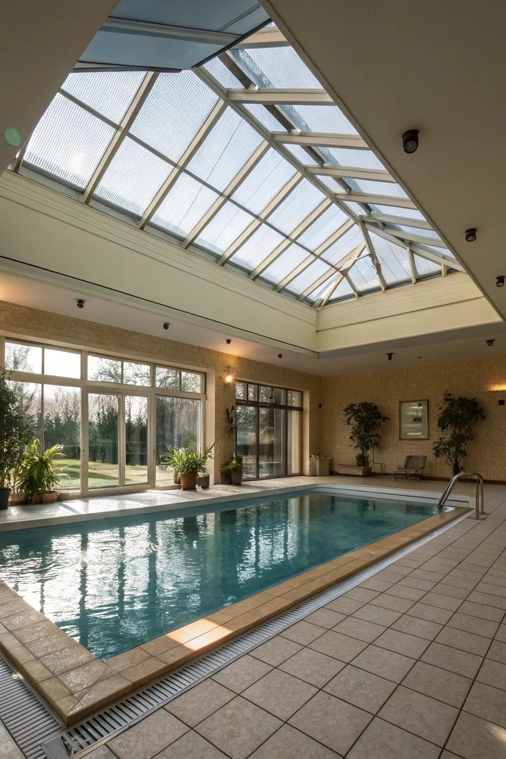 Your indoor pool experience can be enhanced by natural light.