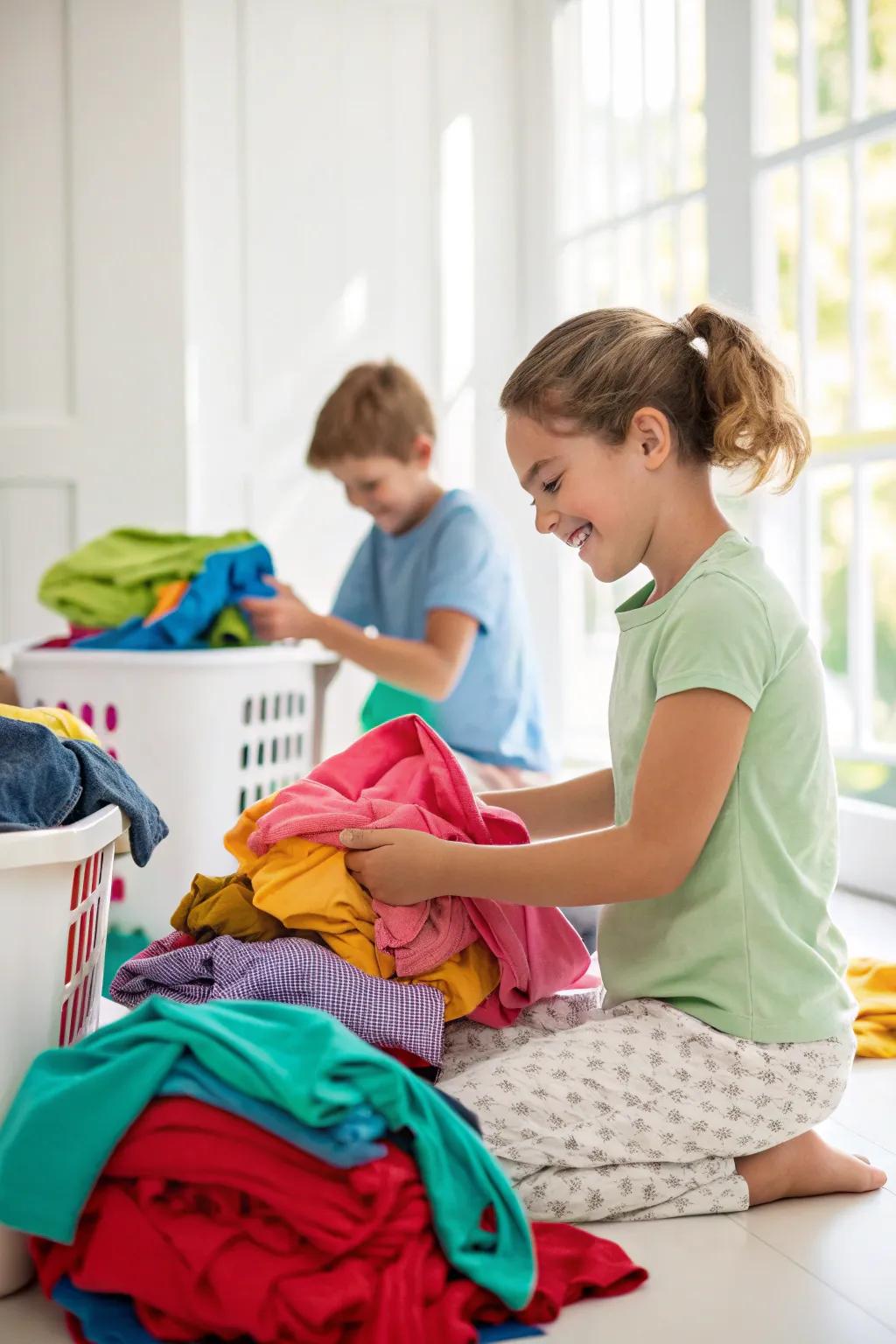 Transform laundry arrangement into a kaleidoscopic educational venture.