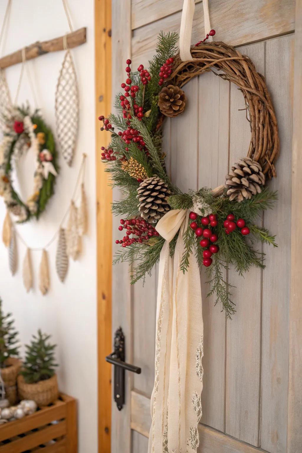 Embrace the celebratory essence with a hand-fashioned seasonal garland that exudes genuine beauty and fondness.