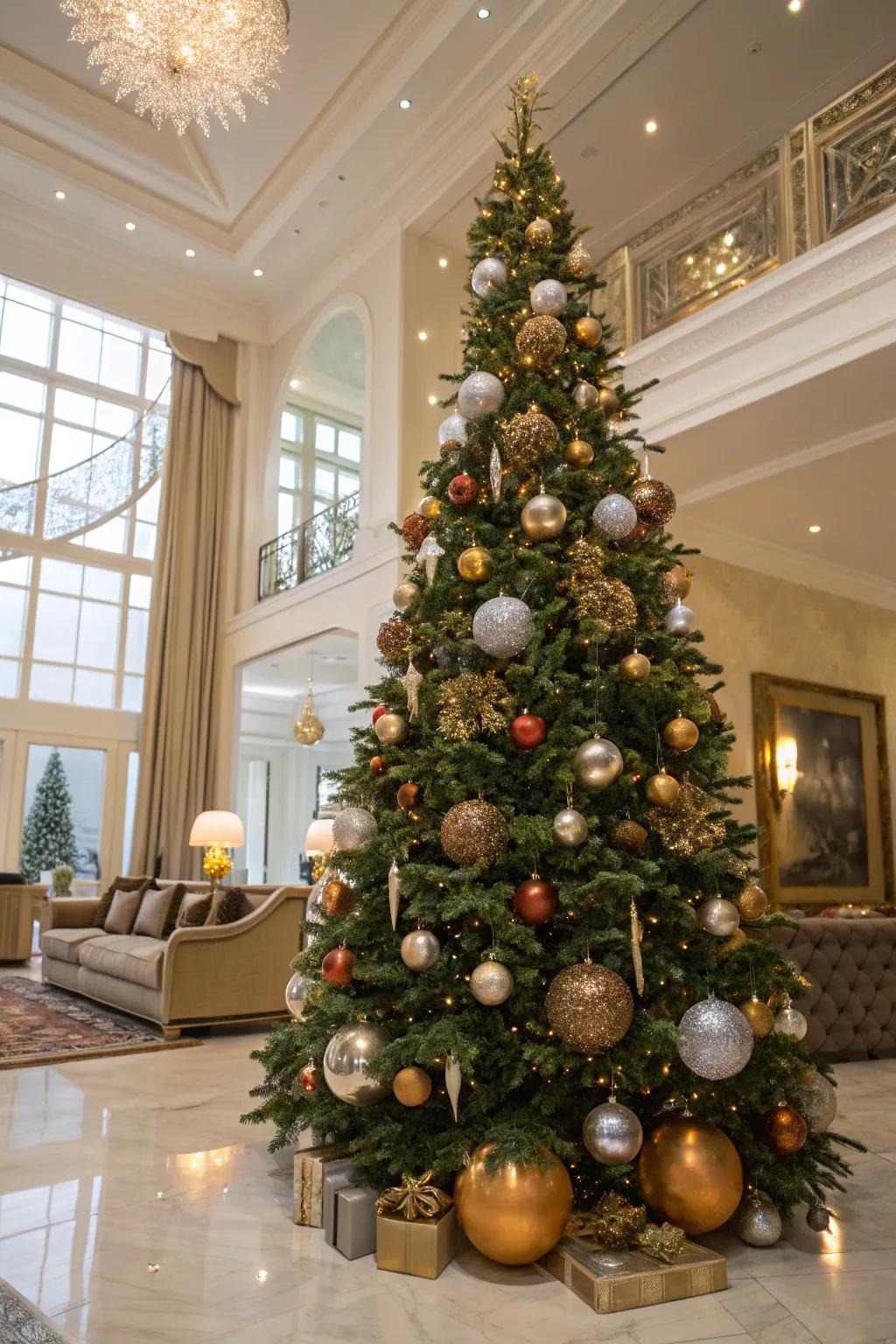 Metallic ornaments introduce an aspect of glamour to any Christmas tree.