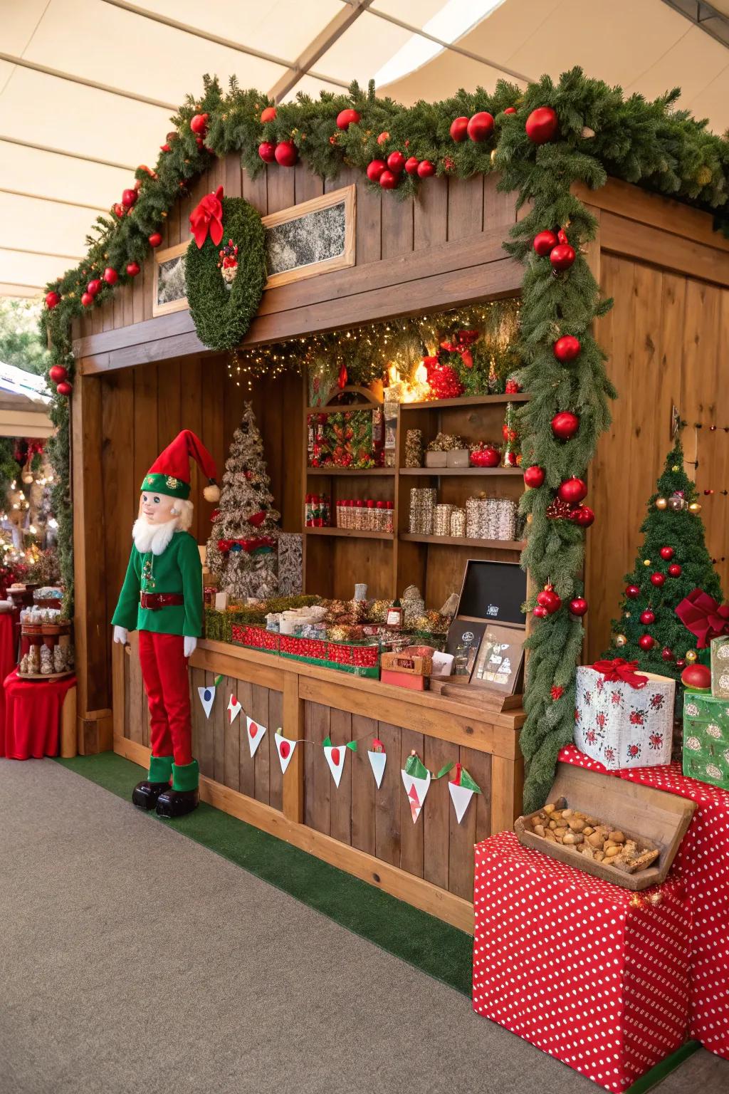 The Santa's Workshop motif infuses a playful allure into the market setting.