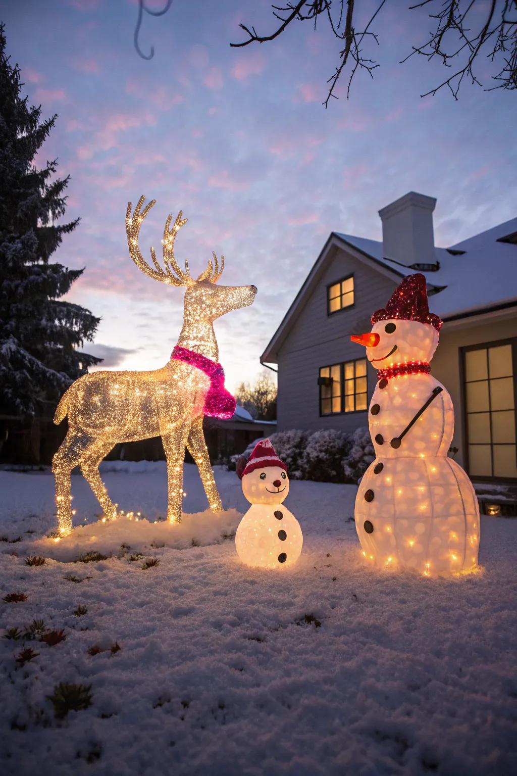 Illuminated forms introduce an adorable, magical dimension to any holiday exhibit.