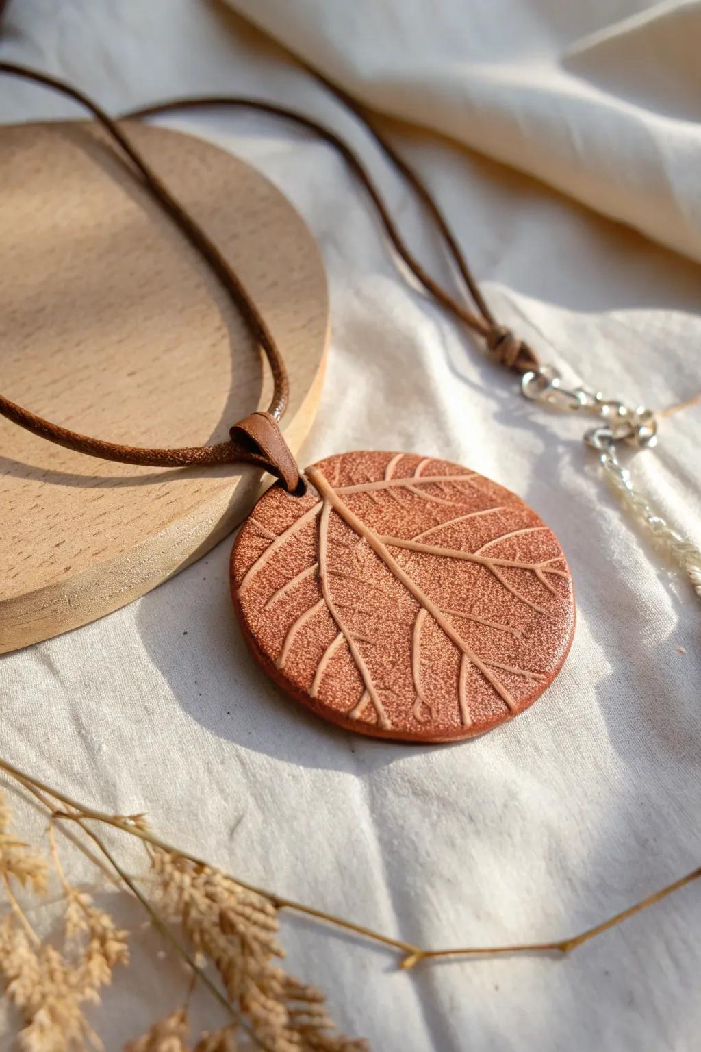 Cherish nature's flair with a foliage-pressed clay charm, where effortlessness intertwines with refinement.