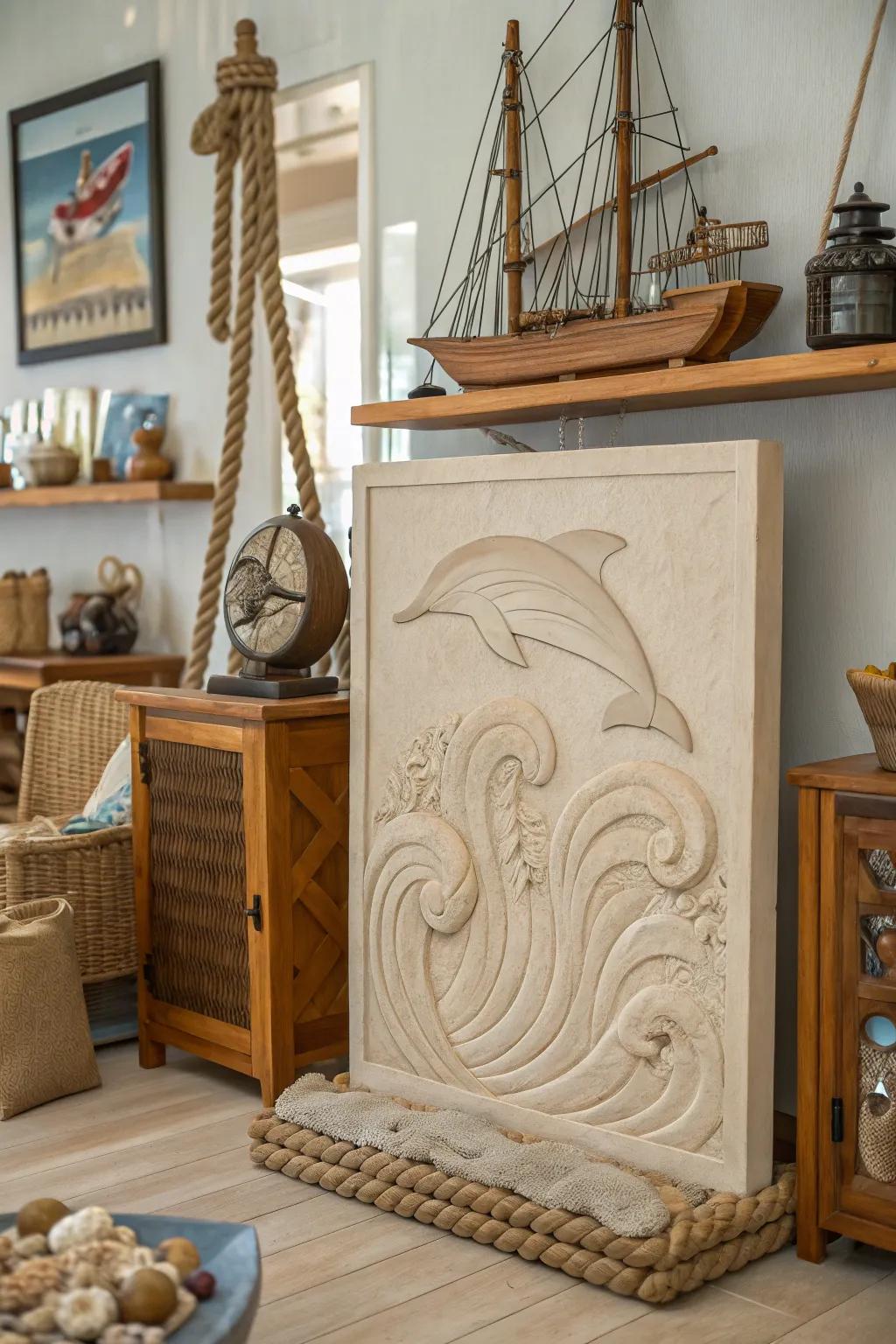 A sea-themed clay impression, suitable for adding seaside sensations to your residence.