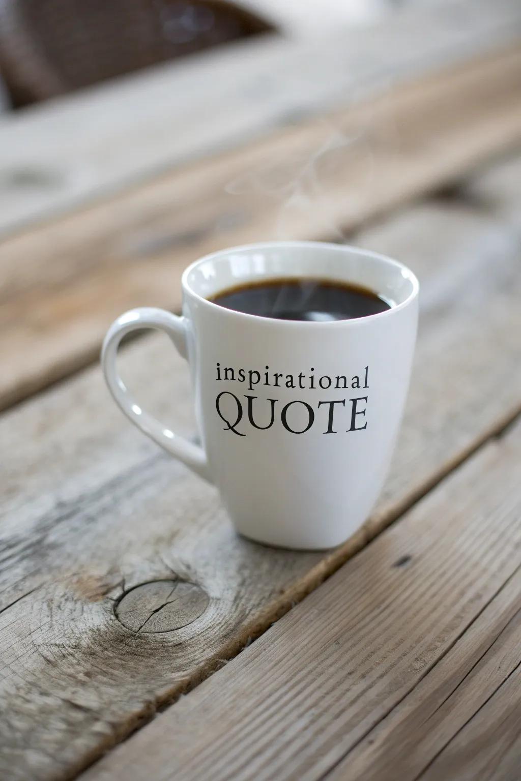 Get your day off to a great start with drinkware showcasing uplifting statements.