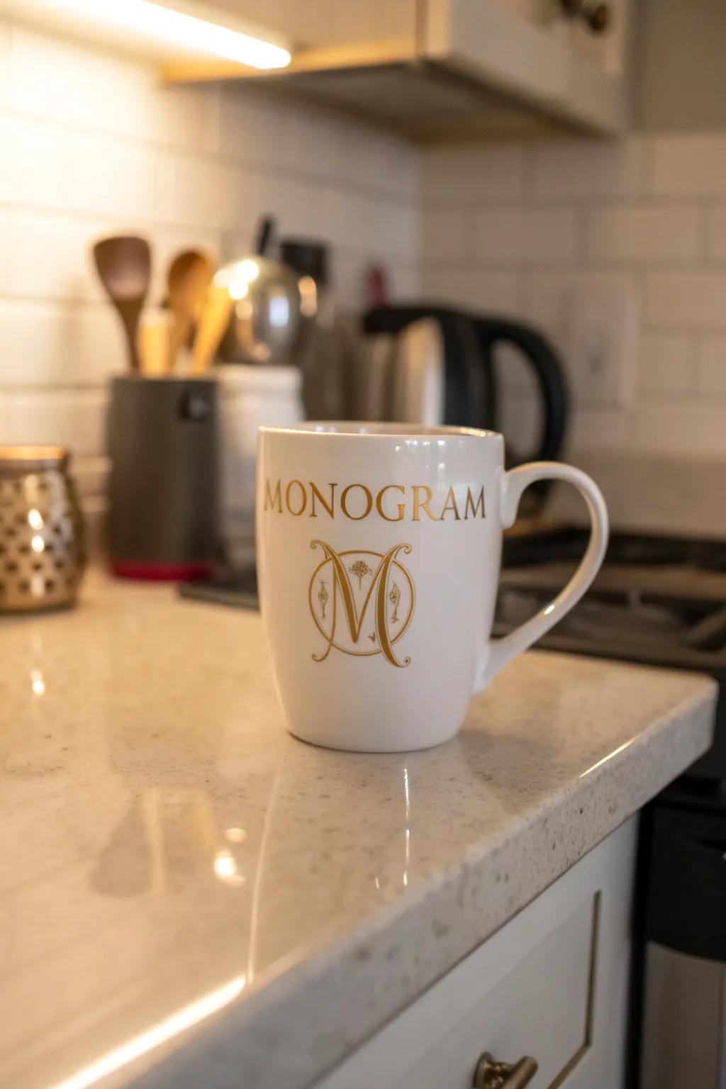 Add your initials to your mug for a unique feel.