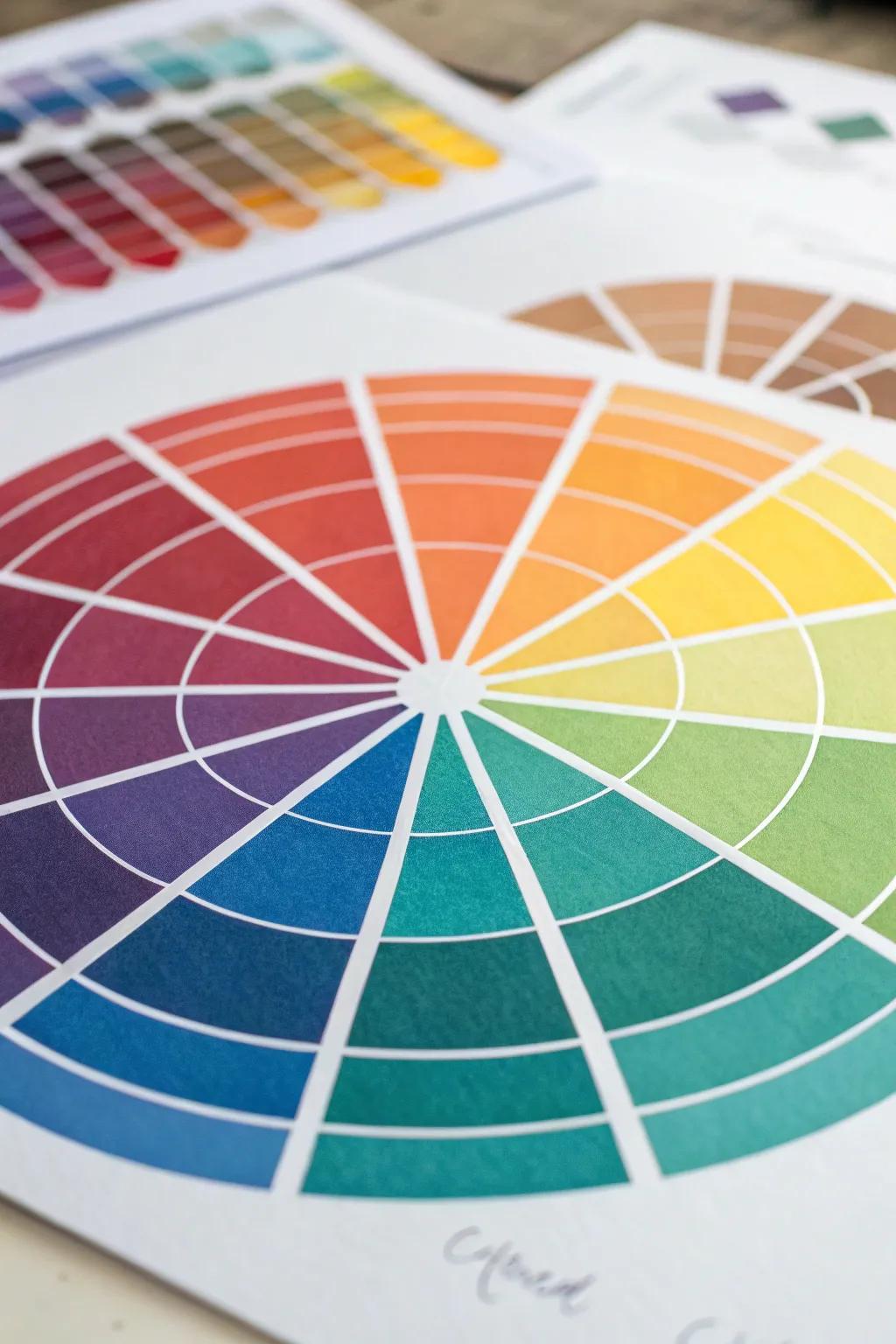 A creative hue palette arrangement intermixing various tints.