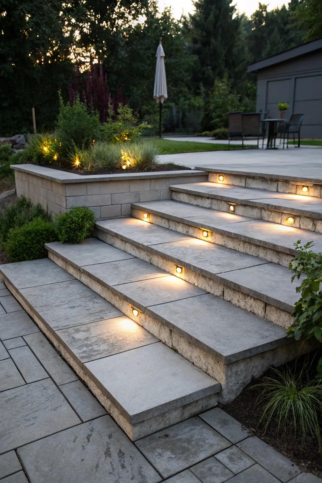 Multilevel borders lend dimension and intrigue to your open-air space.