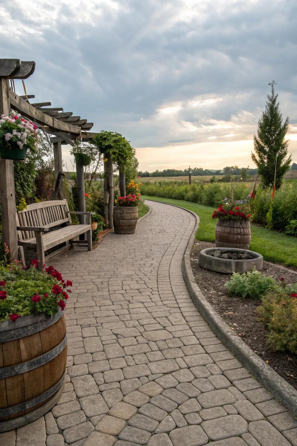 Realize a traditional aesthetic using patterned concrete.