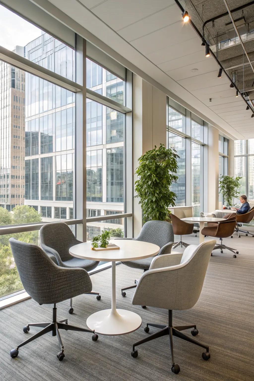 Contemporary office featuring sleek ergonomic furniture.