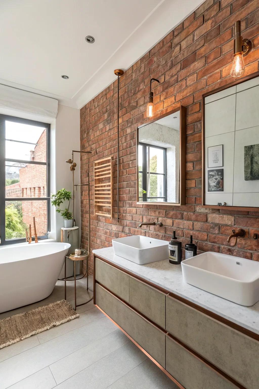 Walls with added texture amplify the cozy warmth of metal accents.