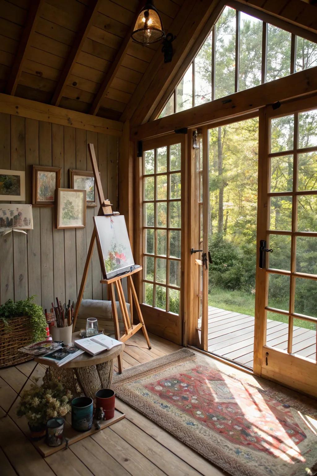 An inspiring creative workspace filled with sunshine.