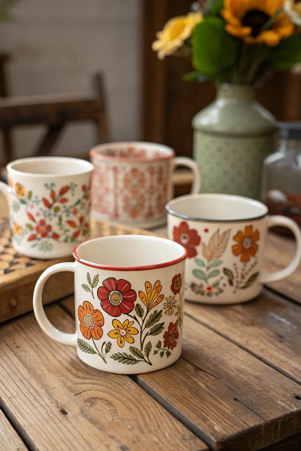 Savor a comforting cup of tea with old-fashioned ceramic drinkware.