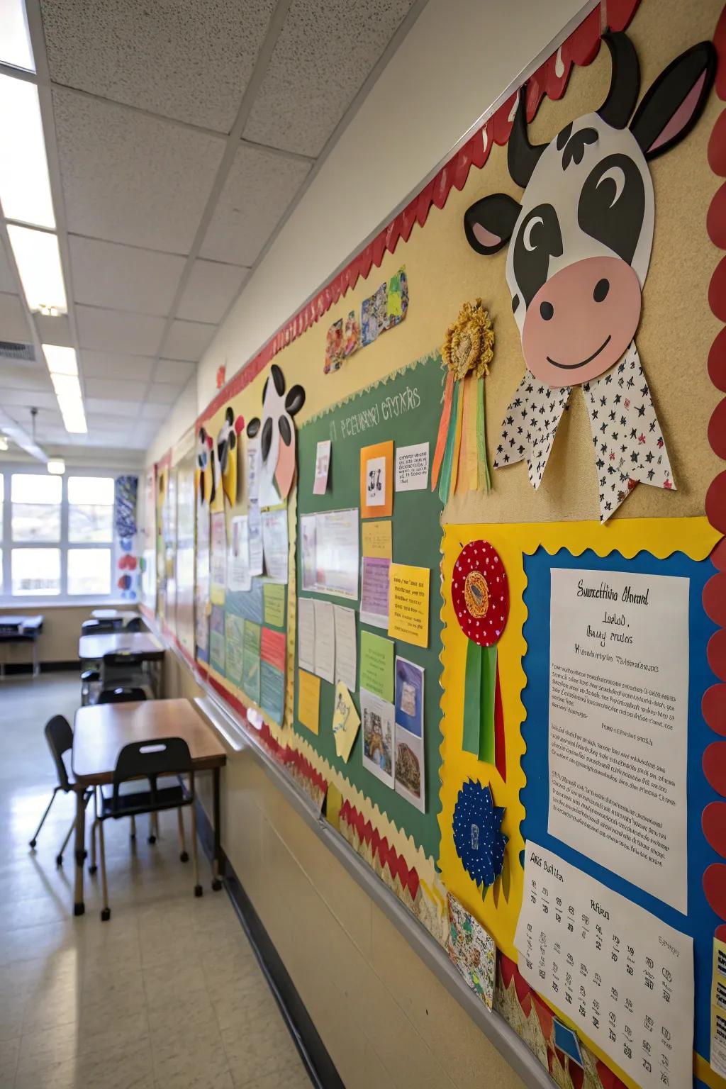 An 'Remarkable Achievements in Sight' display board highlighting pupil success
