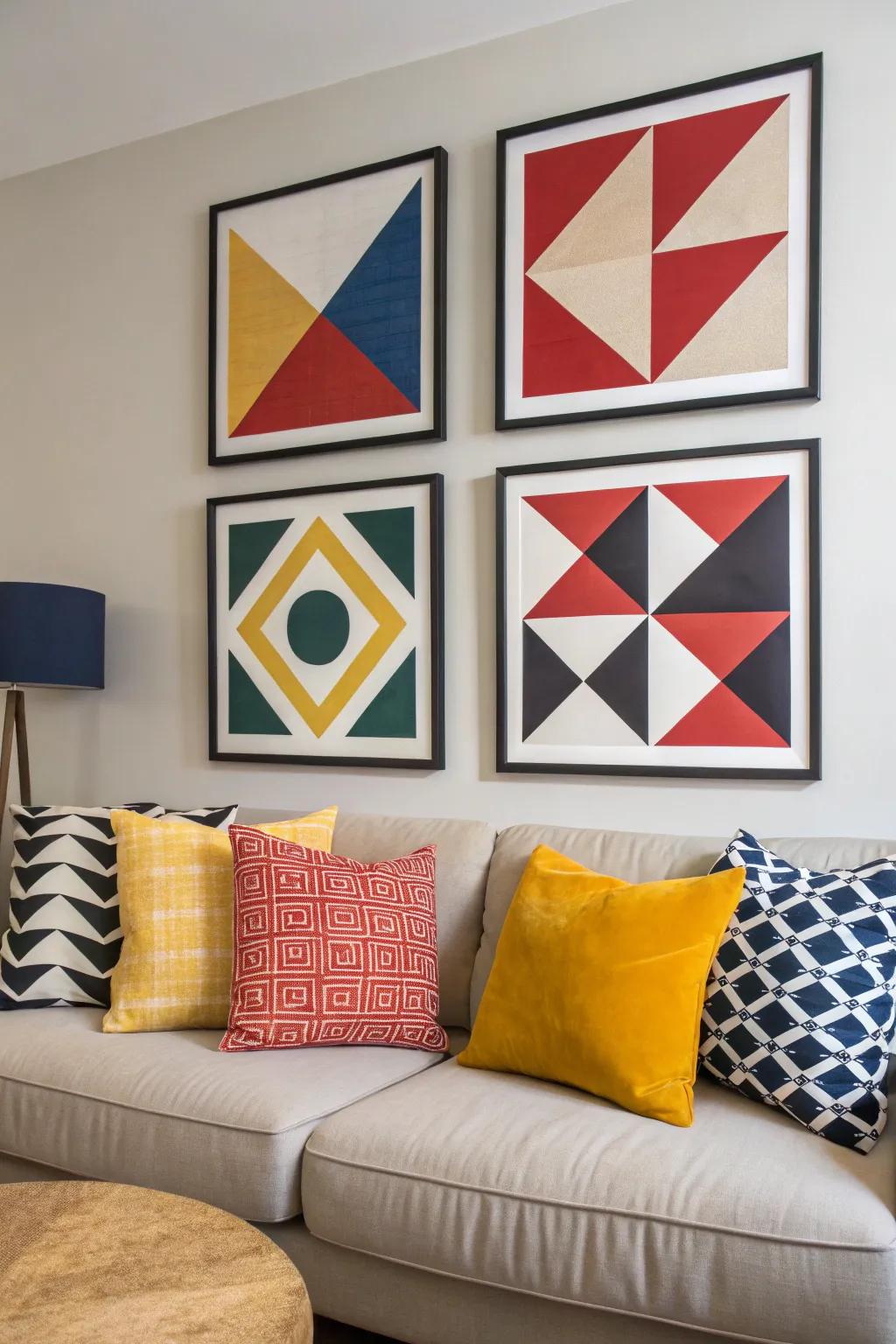 A geometric touch infuses a modern feel to any wall.