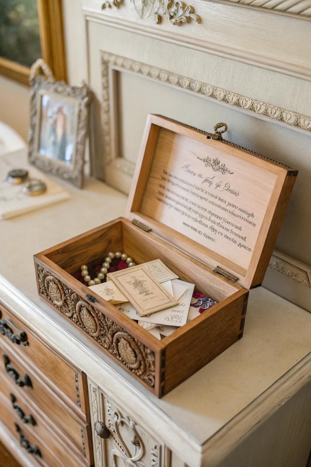 A keepsake chest brimming with memories leaves an indelible impression.