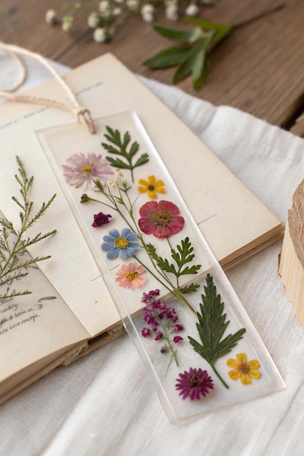 Nature's Elegance: Bring the garden to your pages with a pressed flower bookmark.