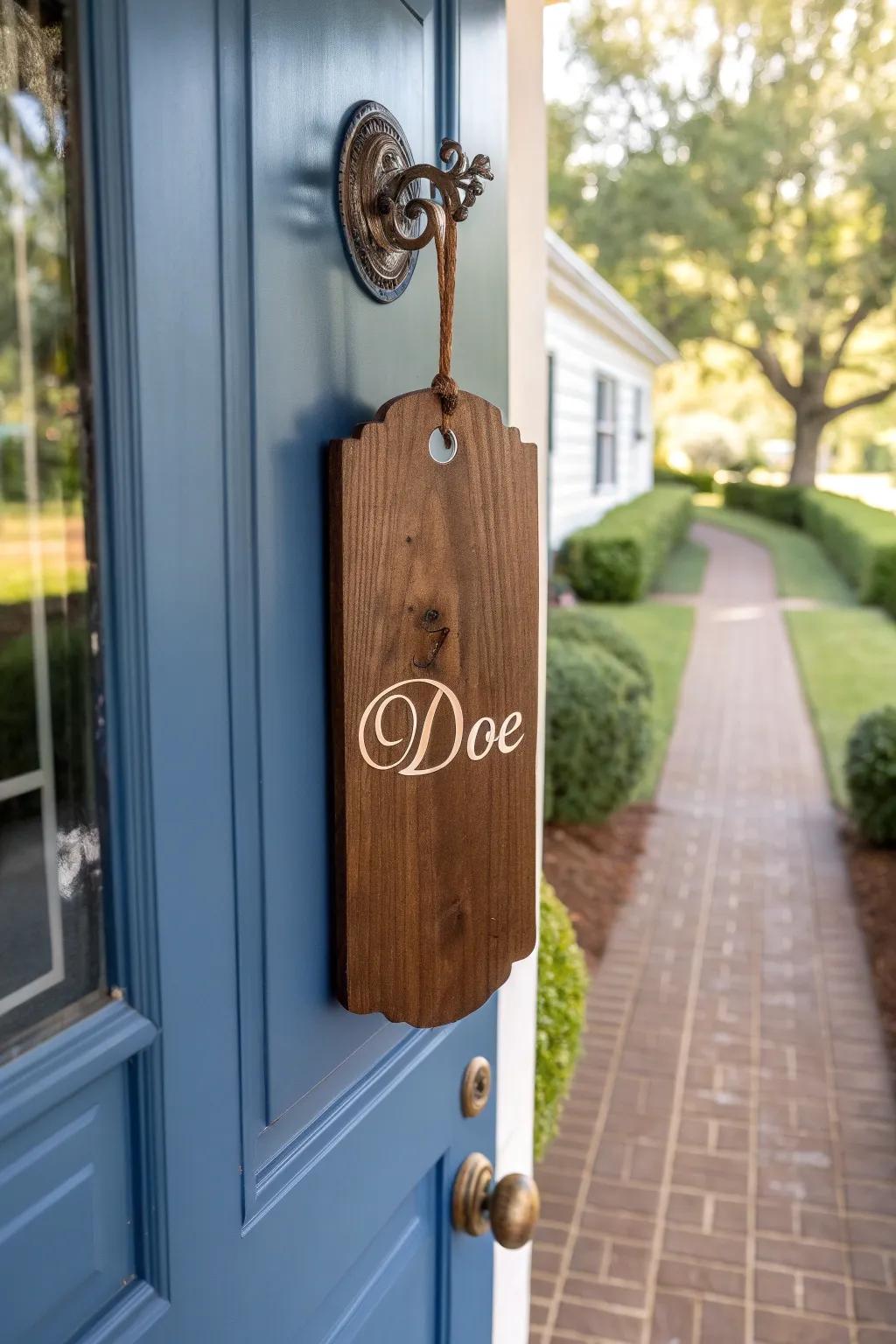 A personalized sentiment with a family name entrance piece.