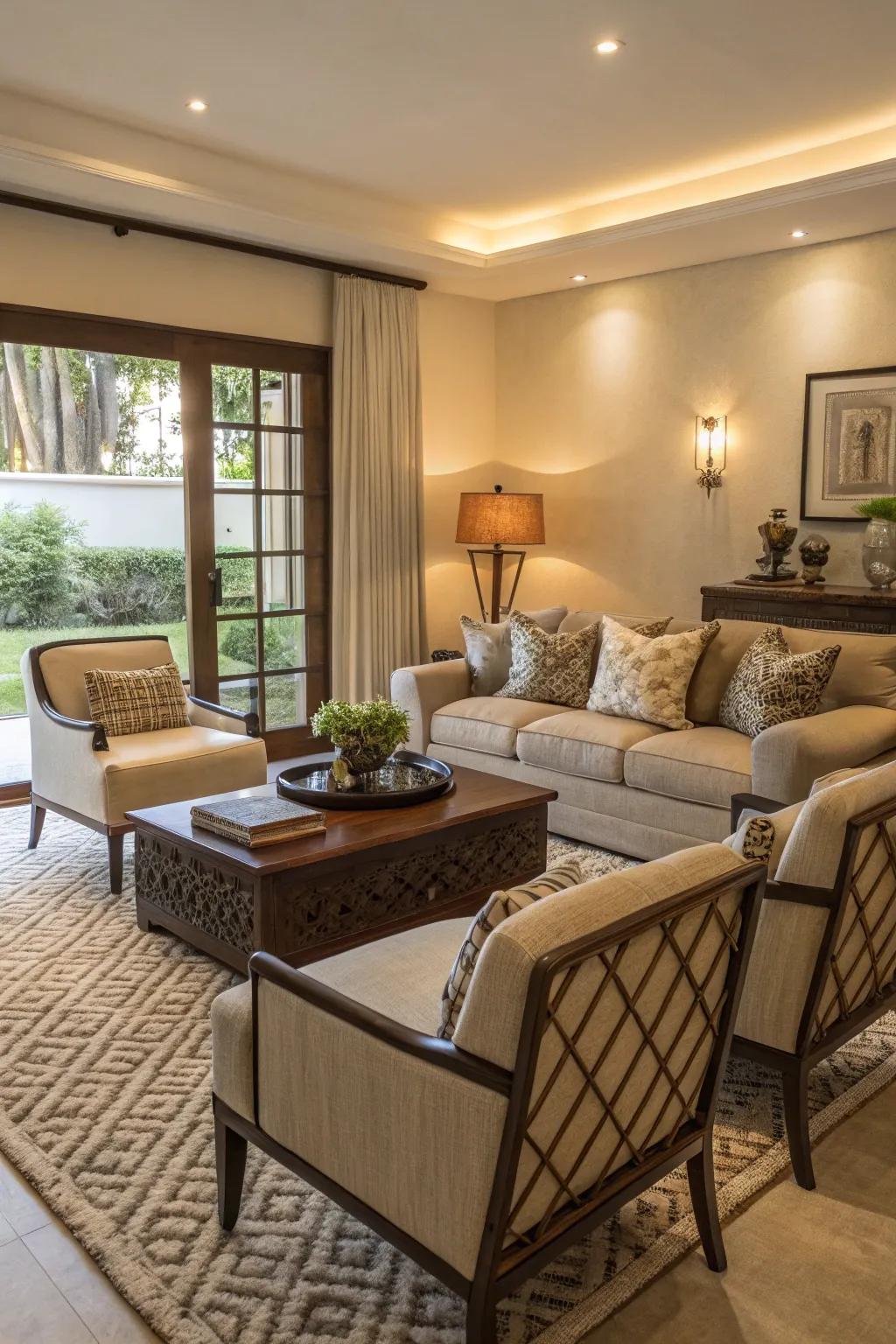 Initiate your decorating with the living room to establish your home’s style essence.