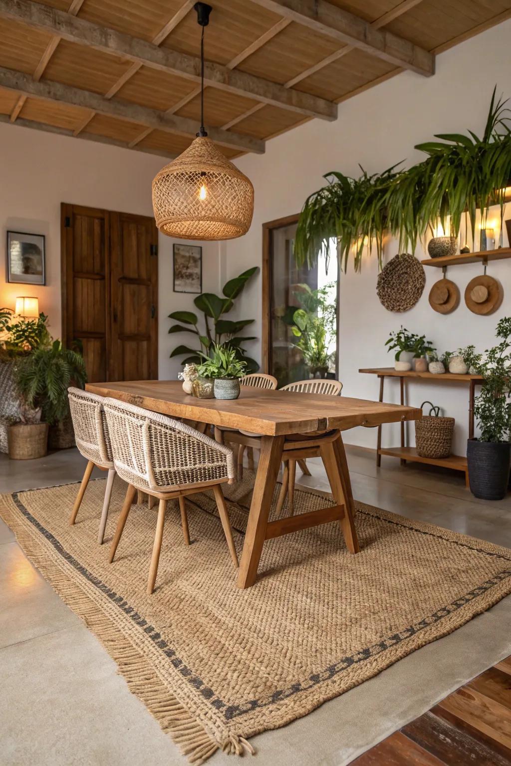 Welcome country charm with a natural fiber rug.